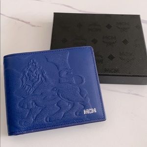 MCM Leather Men’s Blue Logo Wallet